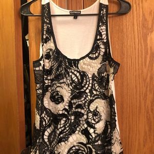 Express Black and Cream Lace Tank